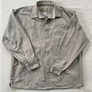 Vintage Marlboro Gear 99 Button Down Shirt Mens XL Tan Cotton Canvas Army Safari